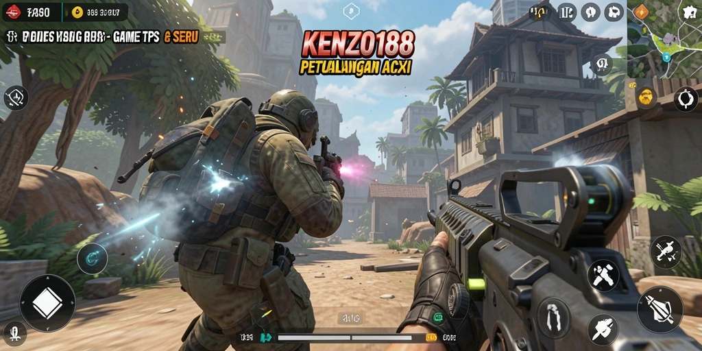 Tampilan penuh aksi gameplay KENZO188 dalam mode TPS.