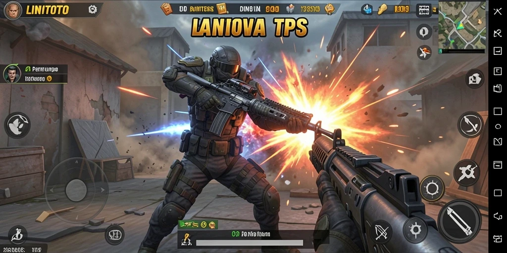 Screenshot gameplay LINITOTO menampilkan aksi pertempuran seru.