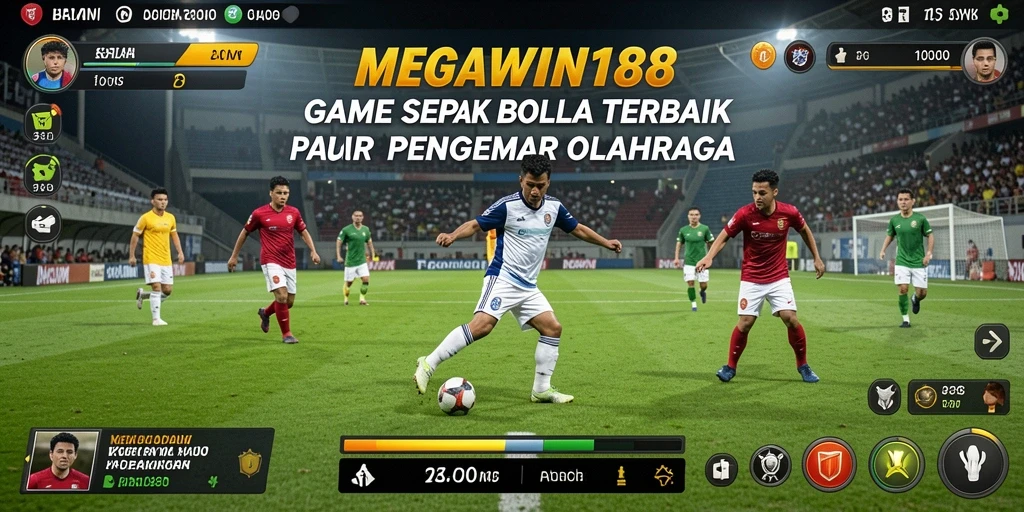 Tampilan permainan MEGAWIN188 yang menampilkan aksi sepak bola intens.