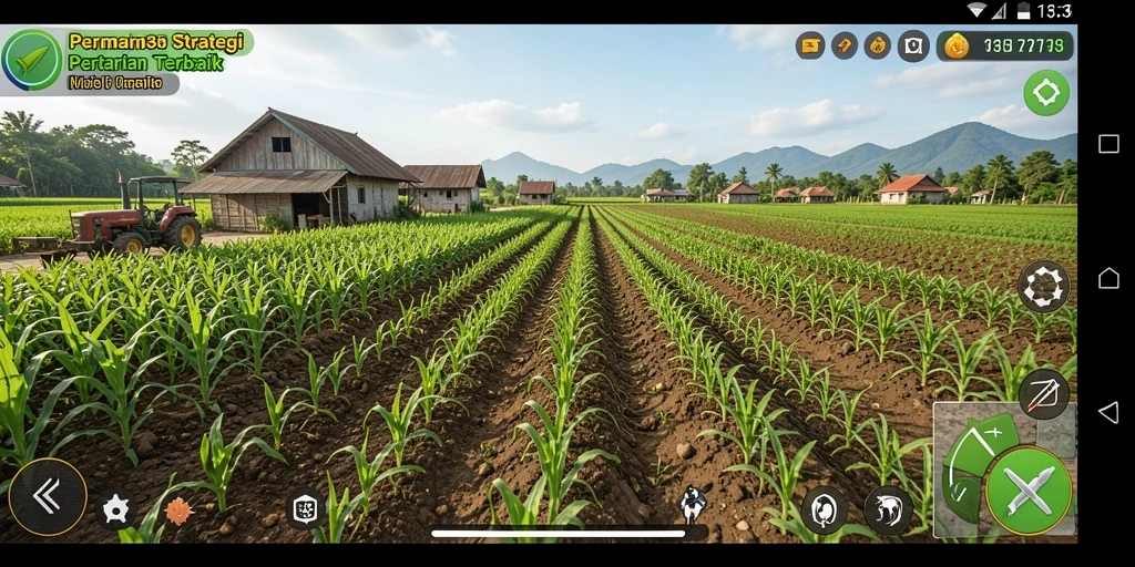 Screenshot gameplay menunjukkan aktivitas pertanian yang menarik di PANEN138.