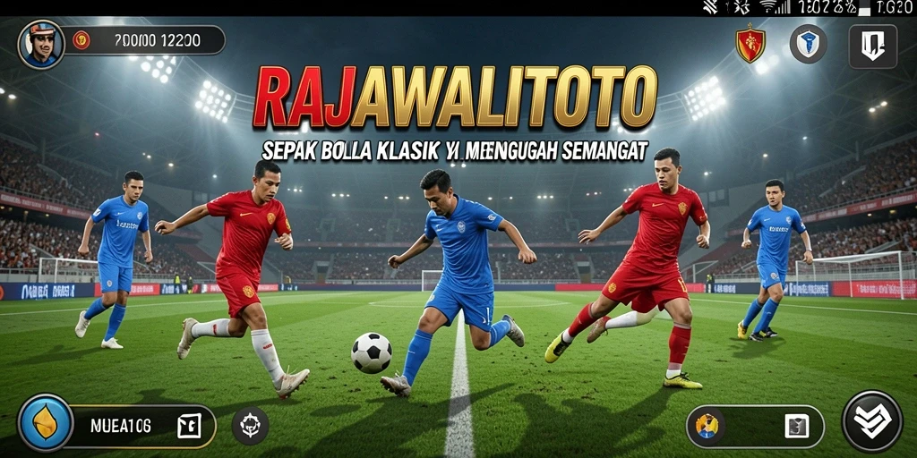 Screenshot gameplay RAJAWALITOTO menampilkan aksi seru di lapangan sepak bola.