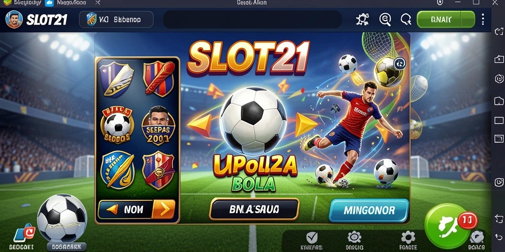 Tampilan gameplay SLOT21 yang seru dengan tema sepak bola.