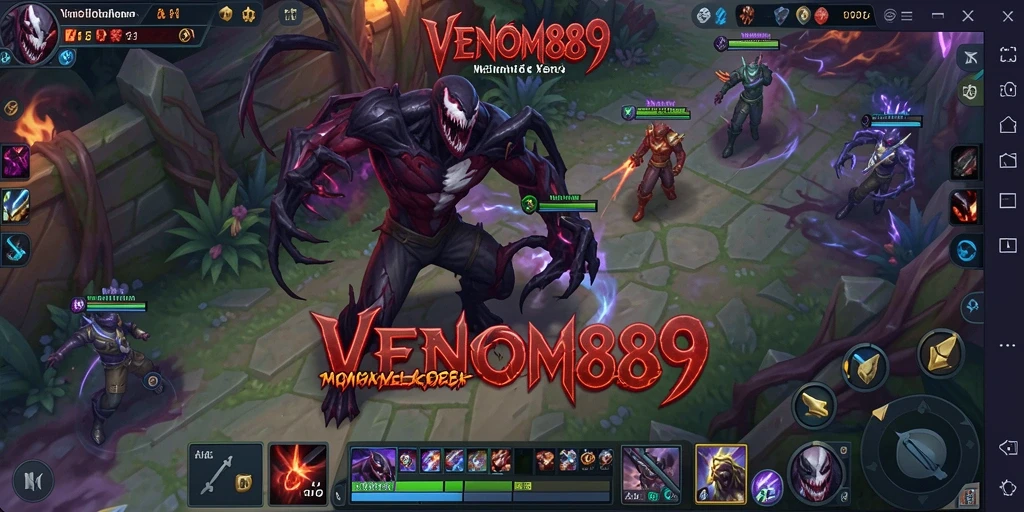 Tampilan seru gameplay VENOM889 MOBA yang penuh aksi.